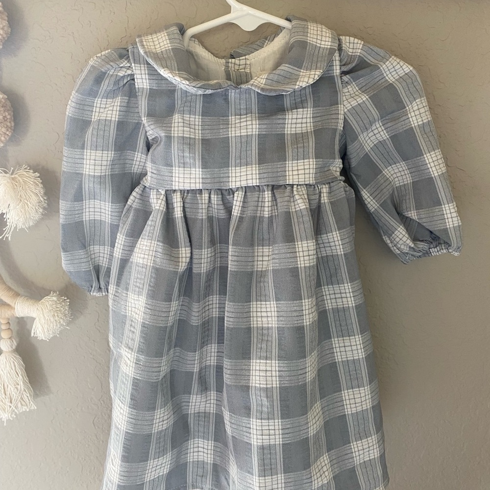 Mabel & Honey gray and white gingham dress 9 months